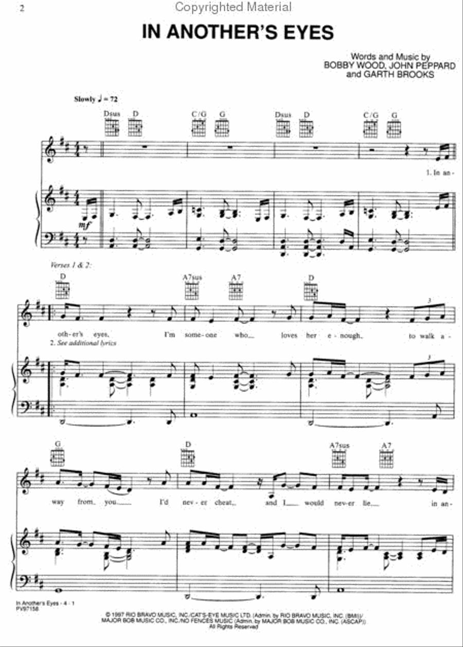 In Another's Eyes Piano, Vocal, Guitar scores gallery preview page 2