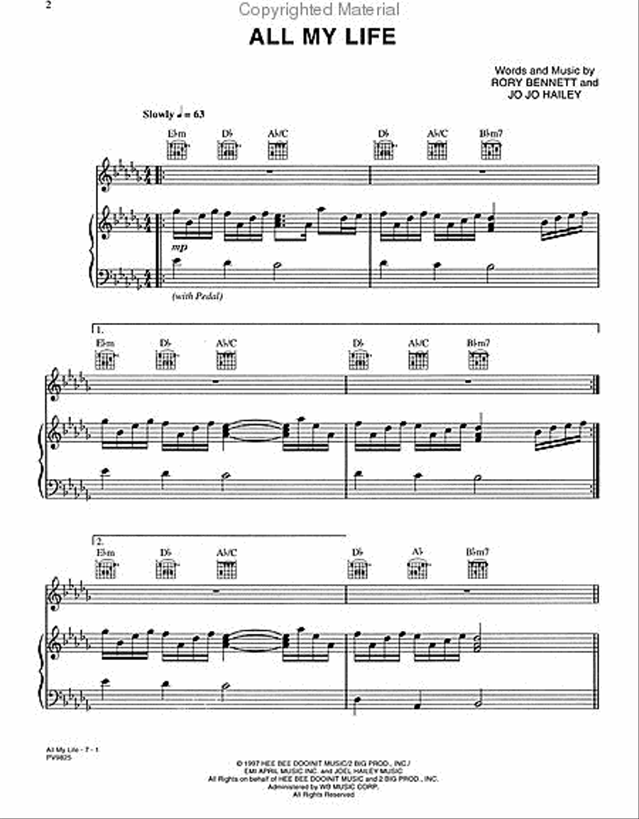 All My Life Piano, Vocal, Guitar scores gallery preview page 2