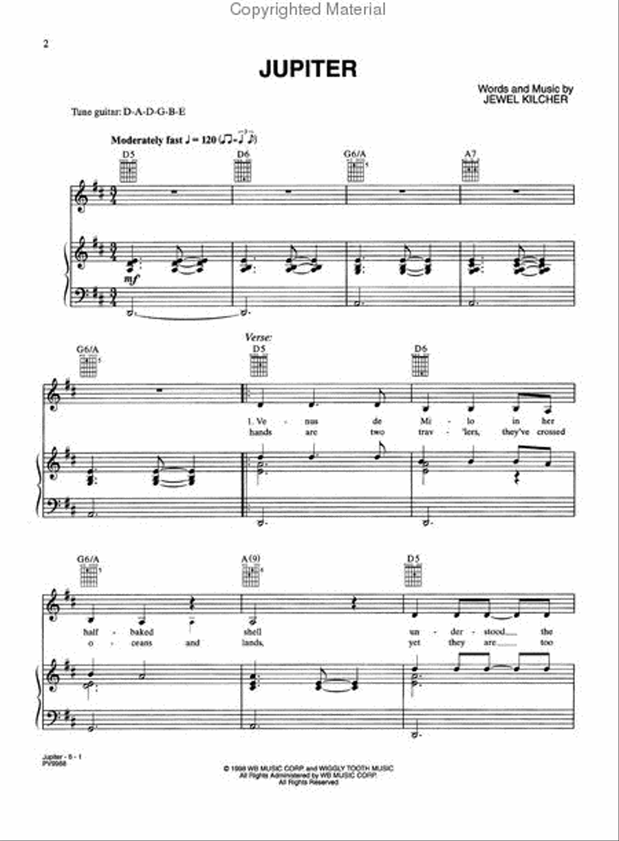 Jupiter (Swallow the Moon) Piano, Vocal, Guitar scores gallery preview page 2