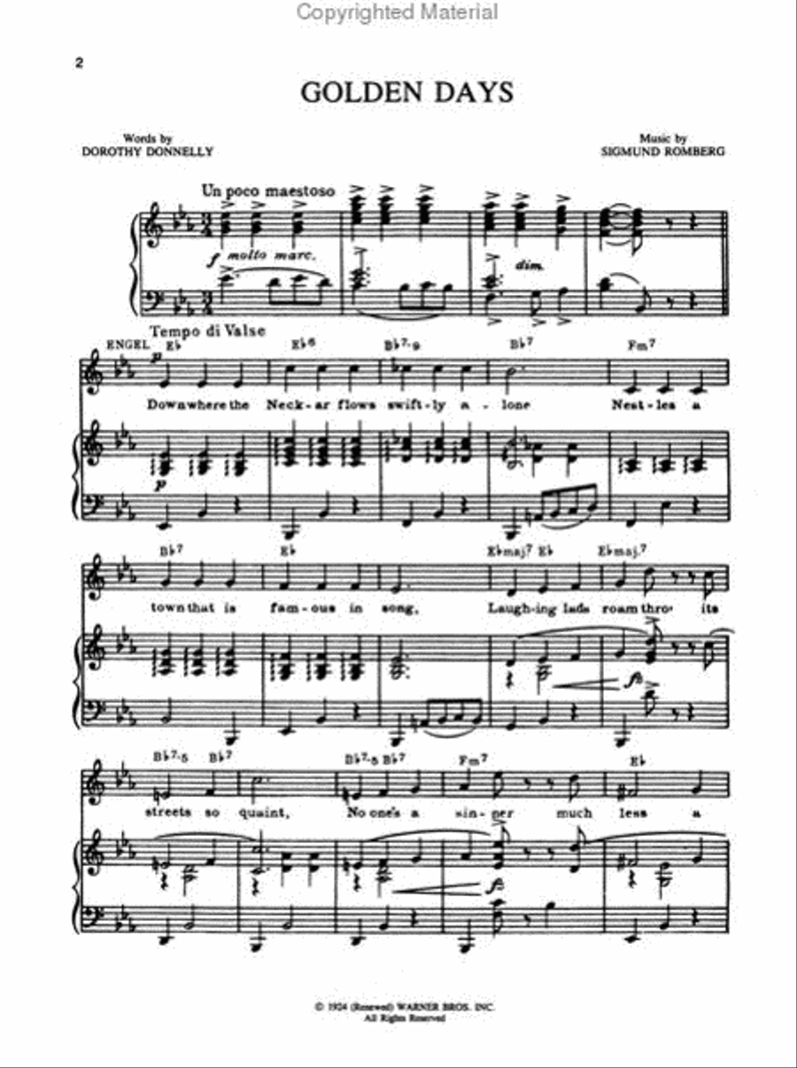 The Student Prince Piano, Vocal, Guitar scores gallery preview page 2