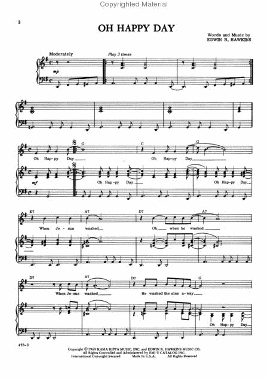 Oh Happy Day Piano, Vocal, Guitar scores gallery preview page 2