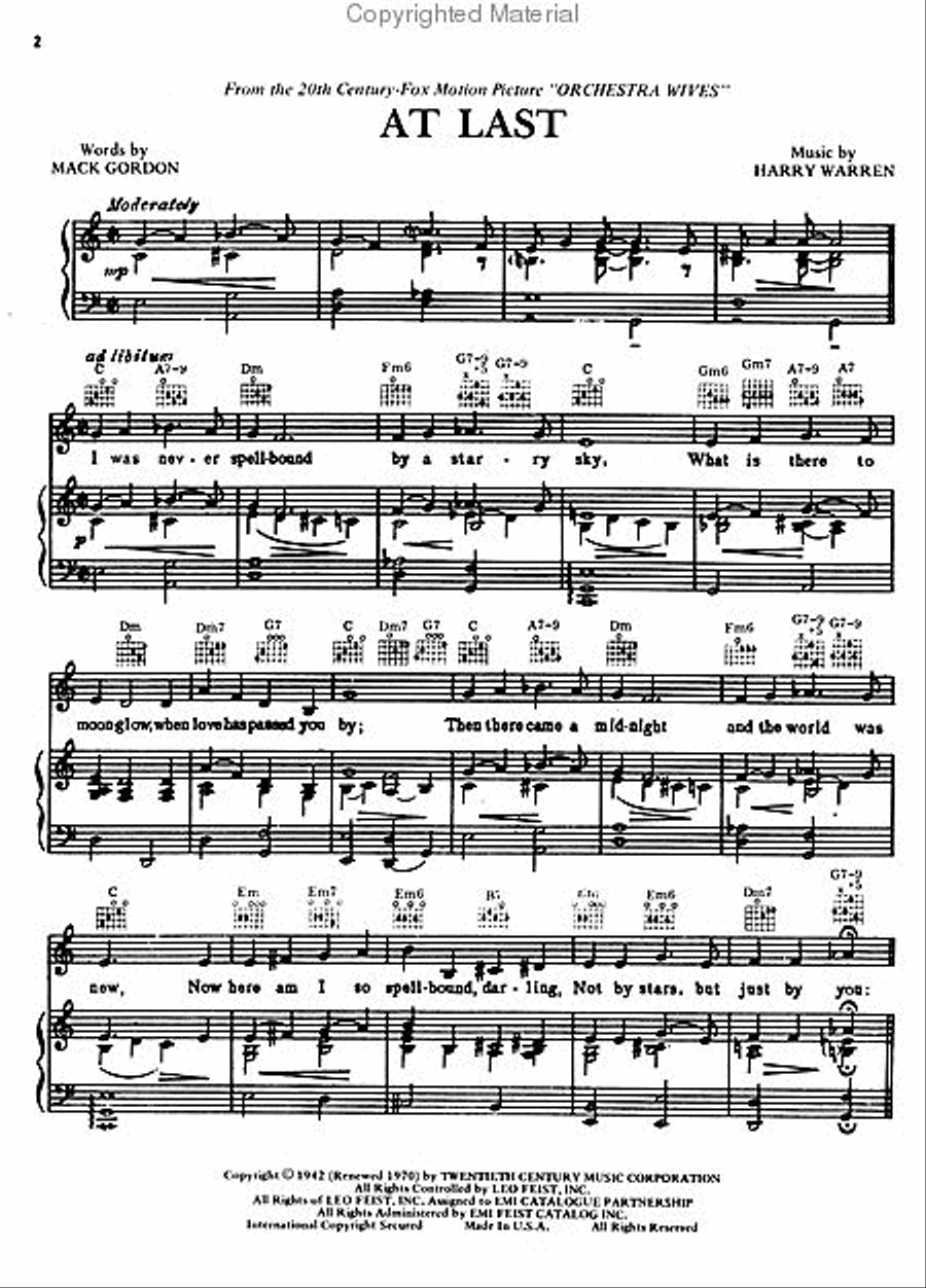 At Last Piano, Vocal, Guitar scores gallery preview page 2
