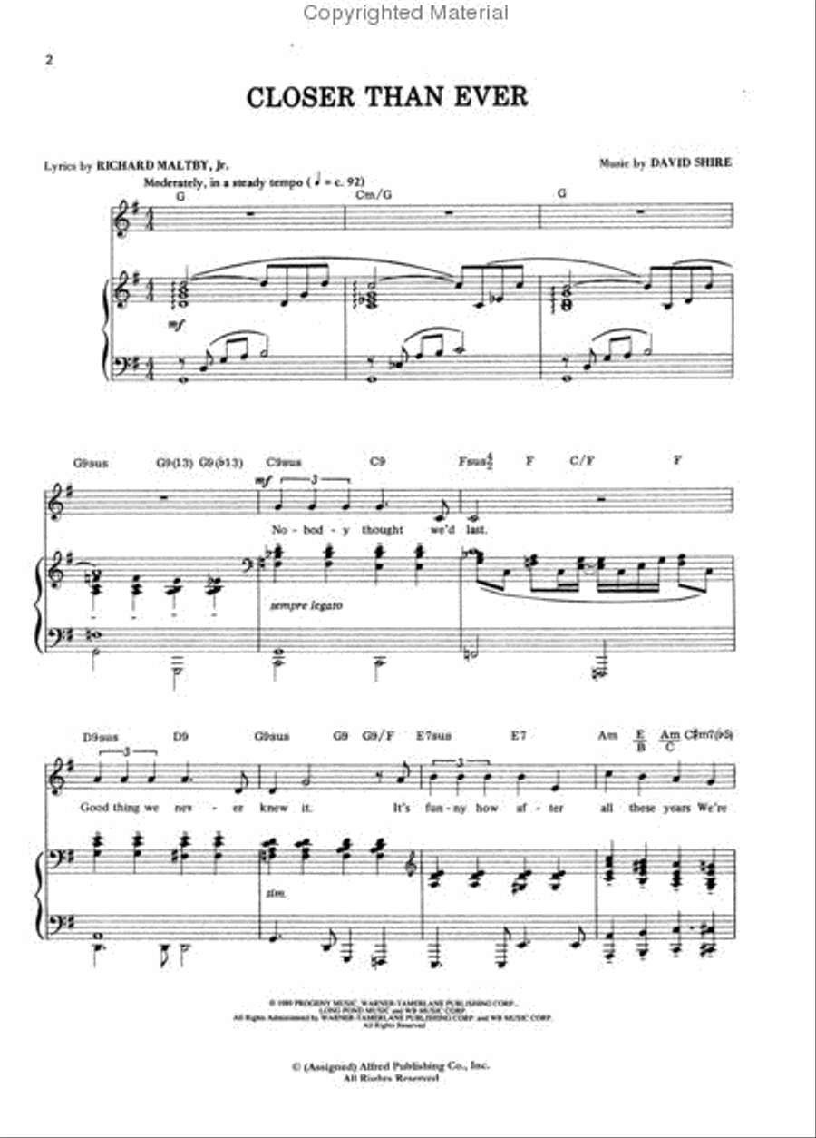 Closer Than Ever Piano, Vocal, Guitar scores gallery preview page 2