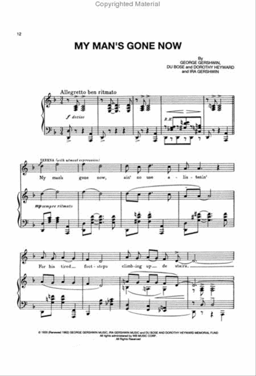 Porgy and Bess Piano, Vocal, Guitar scores gallery preview page 4