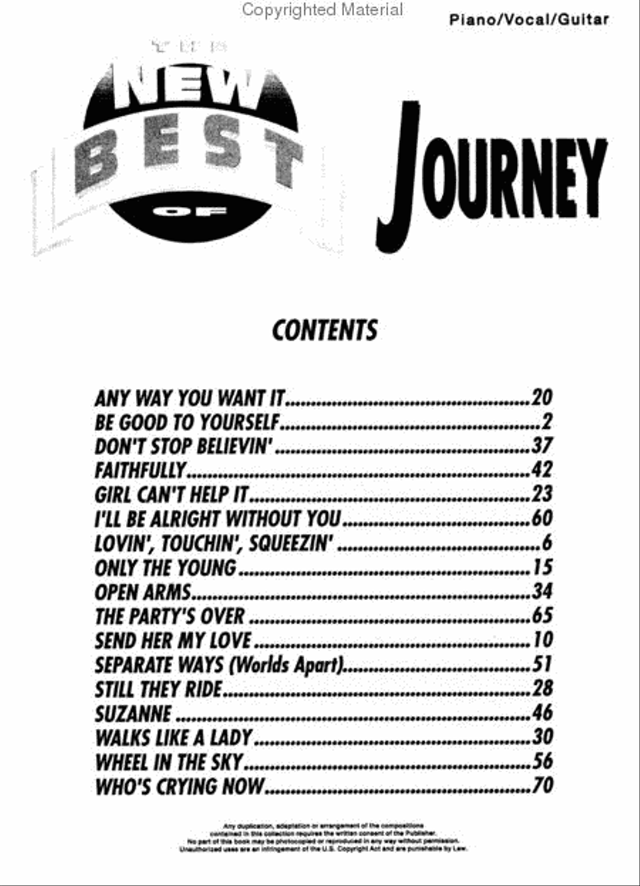 The New Best of Journey Piano, Vocal, Guitar scores gallery preview page 2
