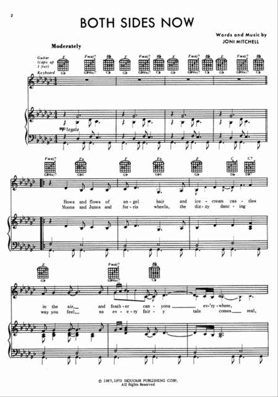 Both Sides Now Piano, Vocal, Guitar scores gallery preview page 2