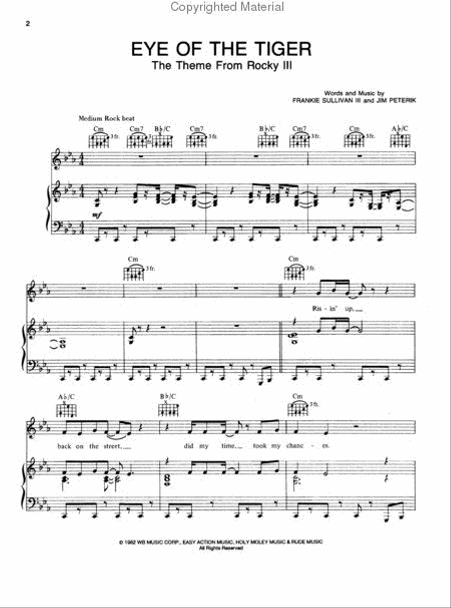 Eye Of The Tiger Piano, Vocal, Guitar scores gallery preview page 2