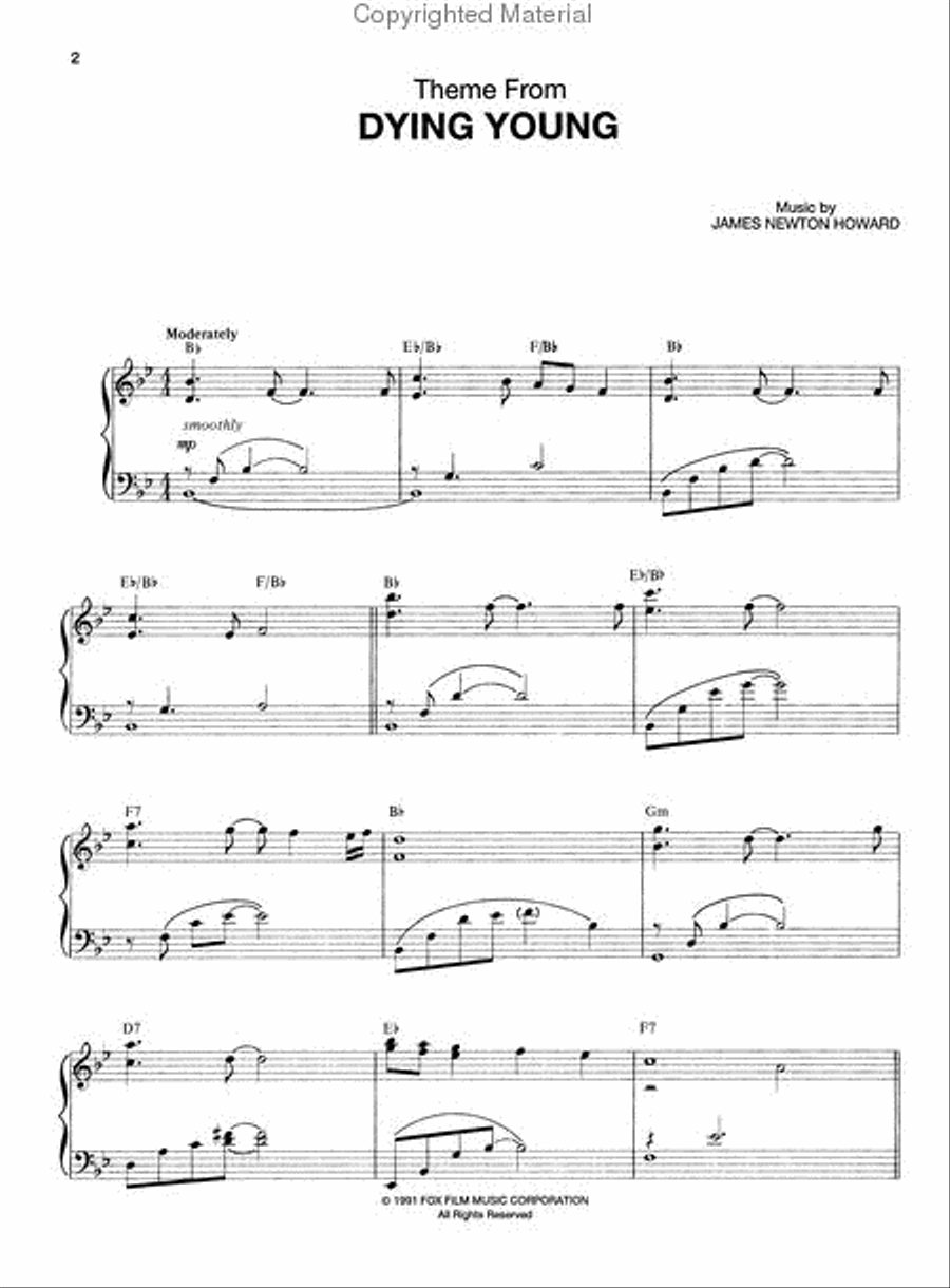 Dying Young - Theme Piano, Vocal, Guitar scores gallery preview page 2