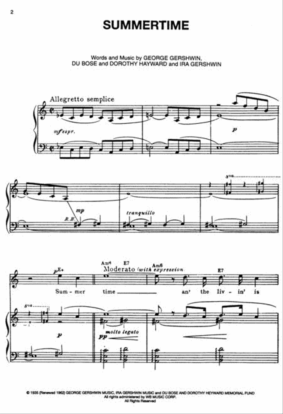 Summertime (from Porgy and Bess) Piano, Vocal, Guitar scores gallery preview page 2
