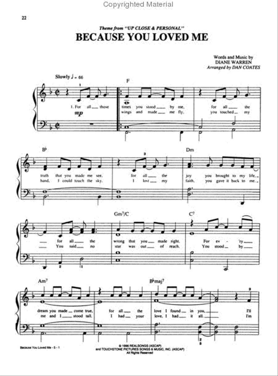 Celine Dion -- All the Way . . . A Decade of Song Easy Piano scores gallery preview page 4