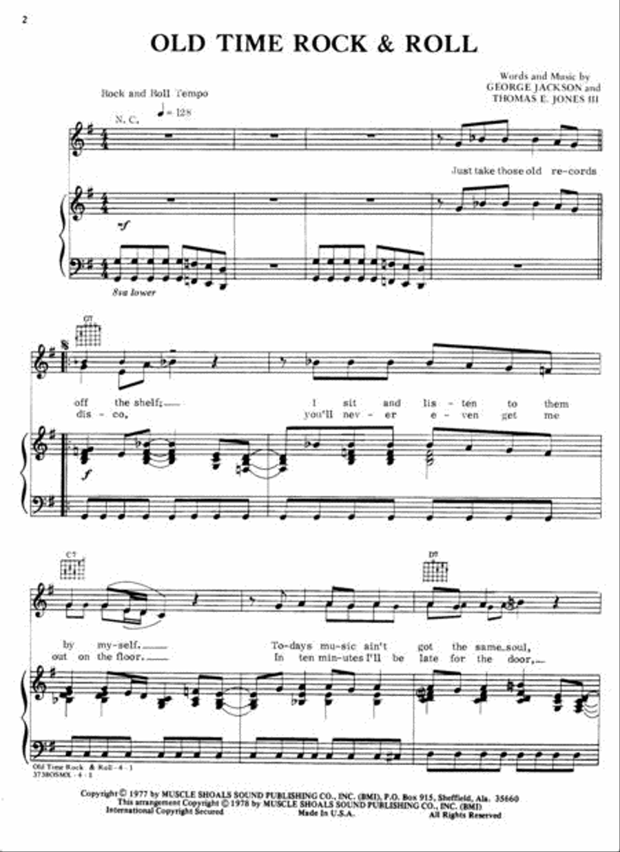 Old Time Rock & Roll Piano, Vocal, Guitar scores gallery preview page 2