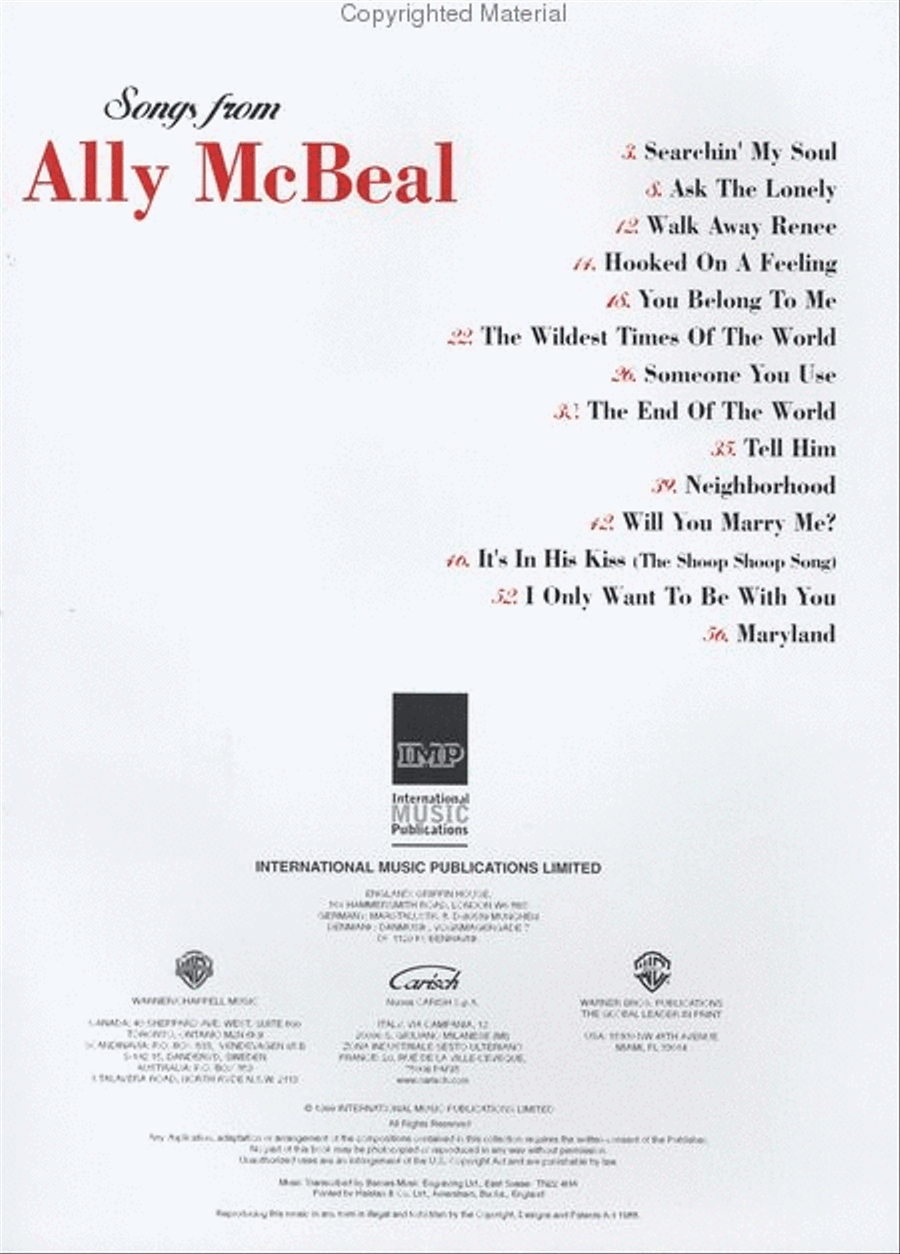 Songs from Ally McBeal Piano, Vocal, Guitar scores gallery preview page 2