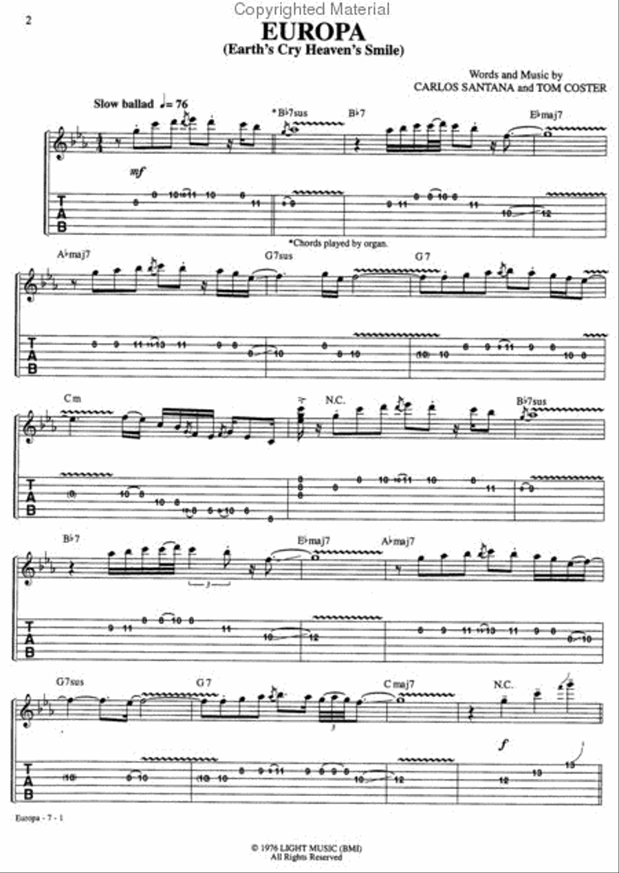 Europa - Earth's Cry Heaven's Smile Electric Guitar scores gallery preview page 2