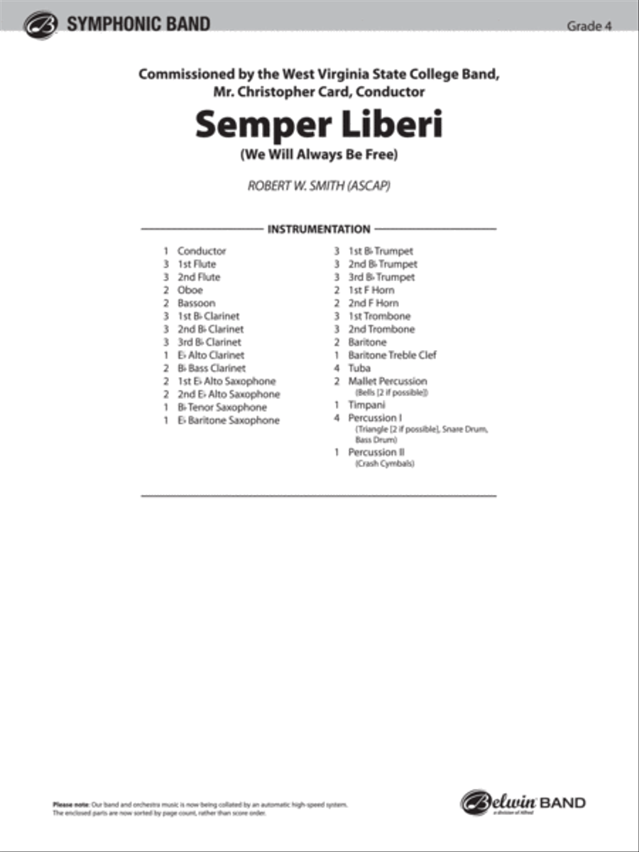 Semper Liberi (We Will Always Be Free) Concert Band scores gallery preview page 2