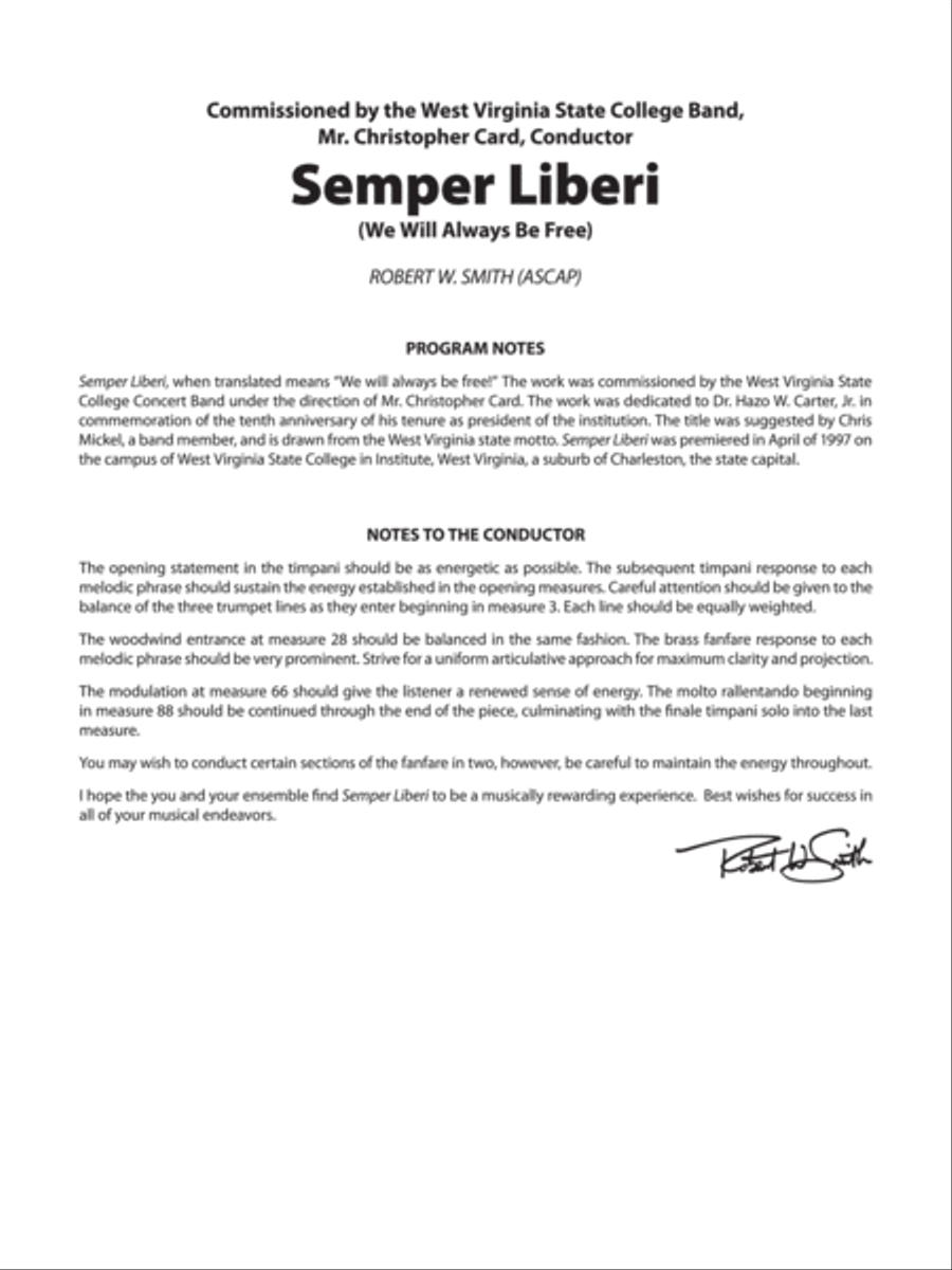Semper Liberi (We Will Always Be Free) Concert Band scores gallery preview page 3