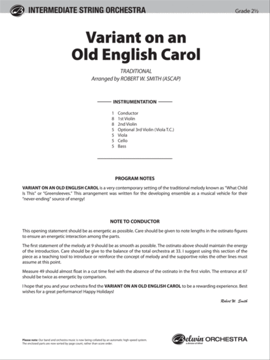 Variant on an Old English Carol String Orchestra scores gallery preview page 2