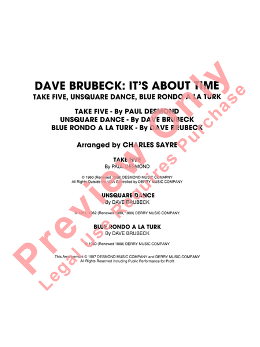 Dave Brubeck: It's About Time Concert Band scores gallery preview page 3