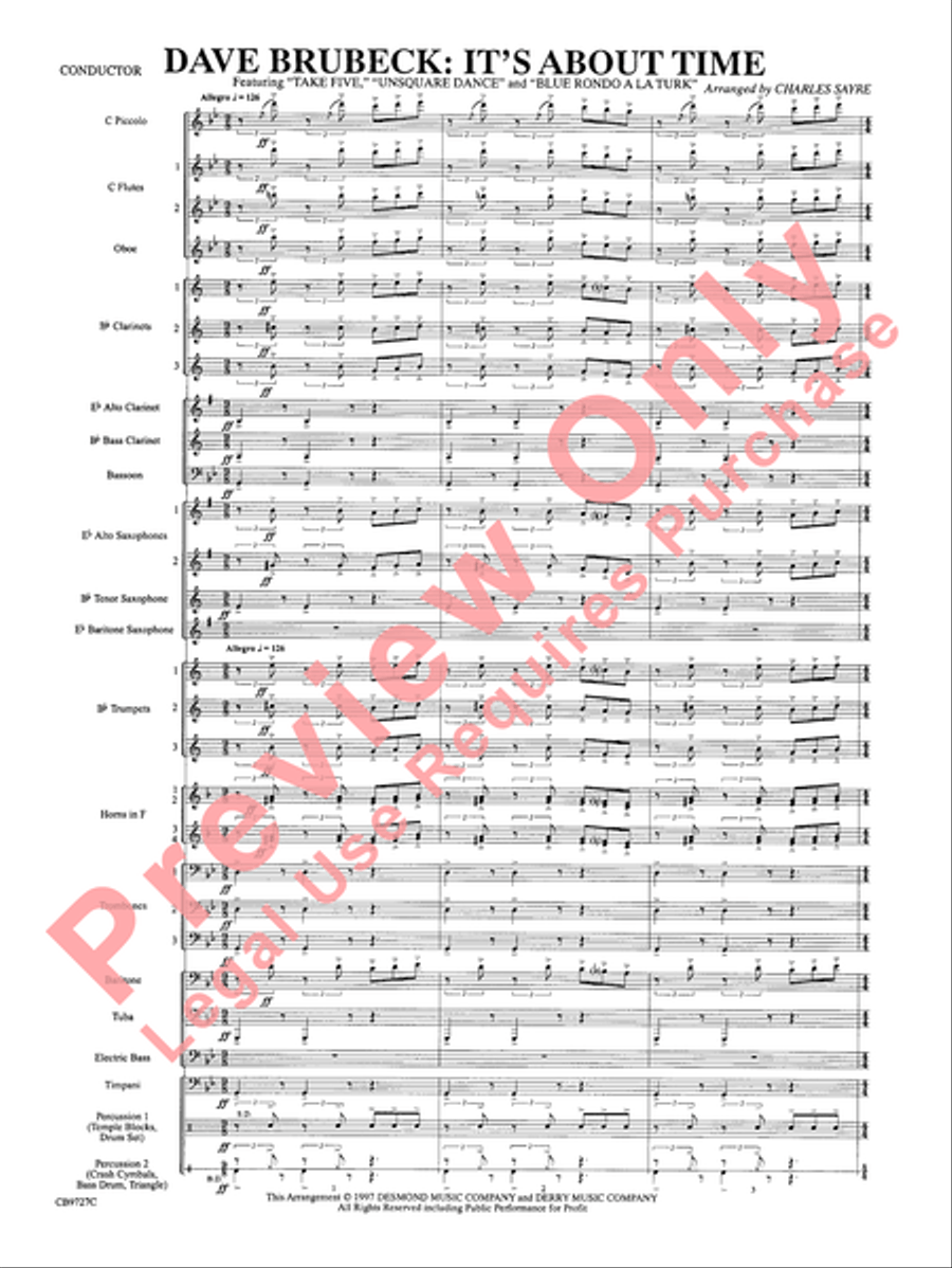 Dave Brubeck: It's About Time Concert Band scores gallery preview page 4