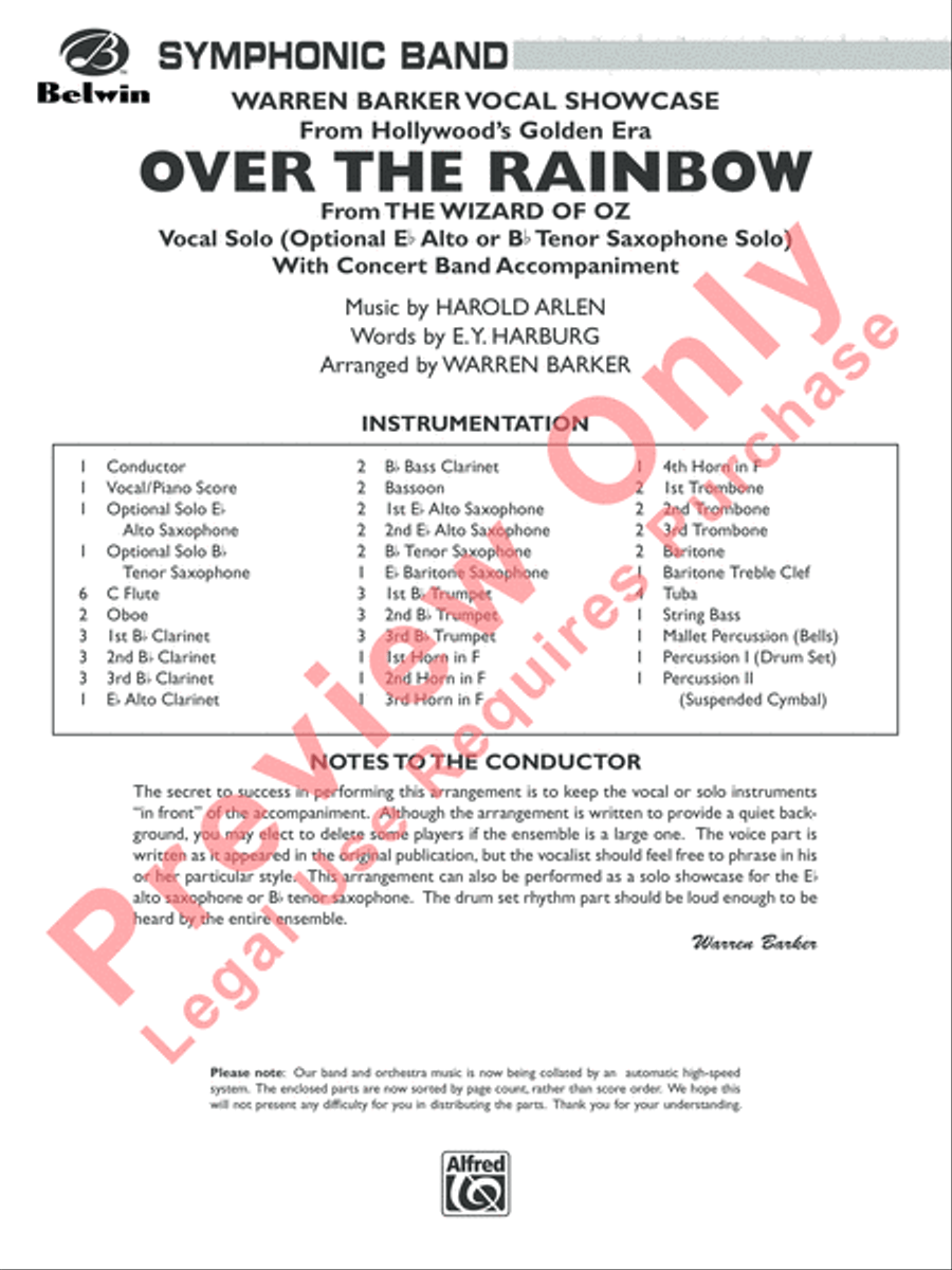 Over the Rainbow Over the Rainbow Concert Band scores gallery preview page 2