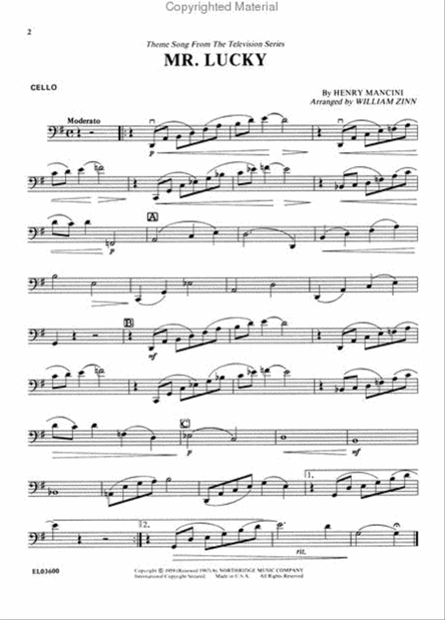 Henry Mancini for Strings, Volume 1 Cello scores gallery preview page 2
