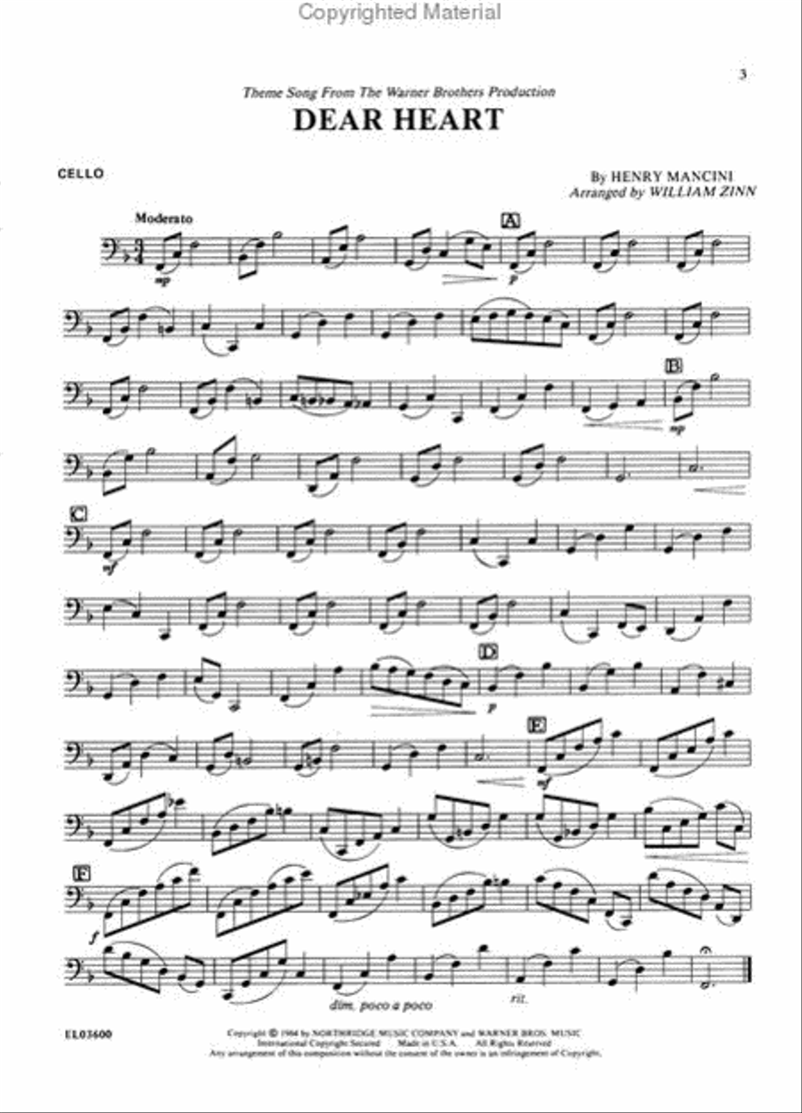 Henry Mancini for Strings, Volume 1 Cello scores gallery preview page 3