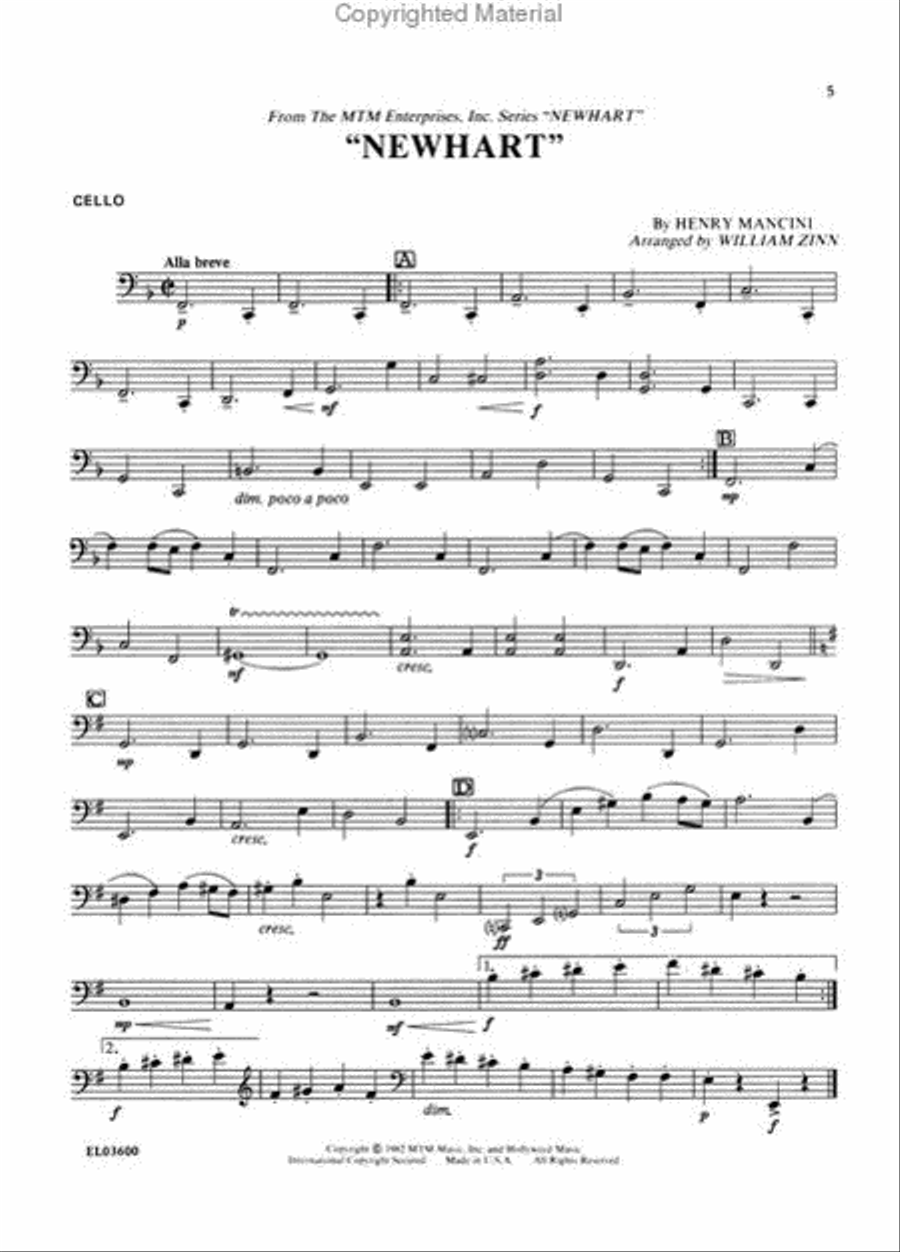 Henry Mancini for Strings, Volume 1 Cello scores gallery preview page 4