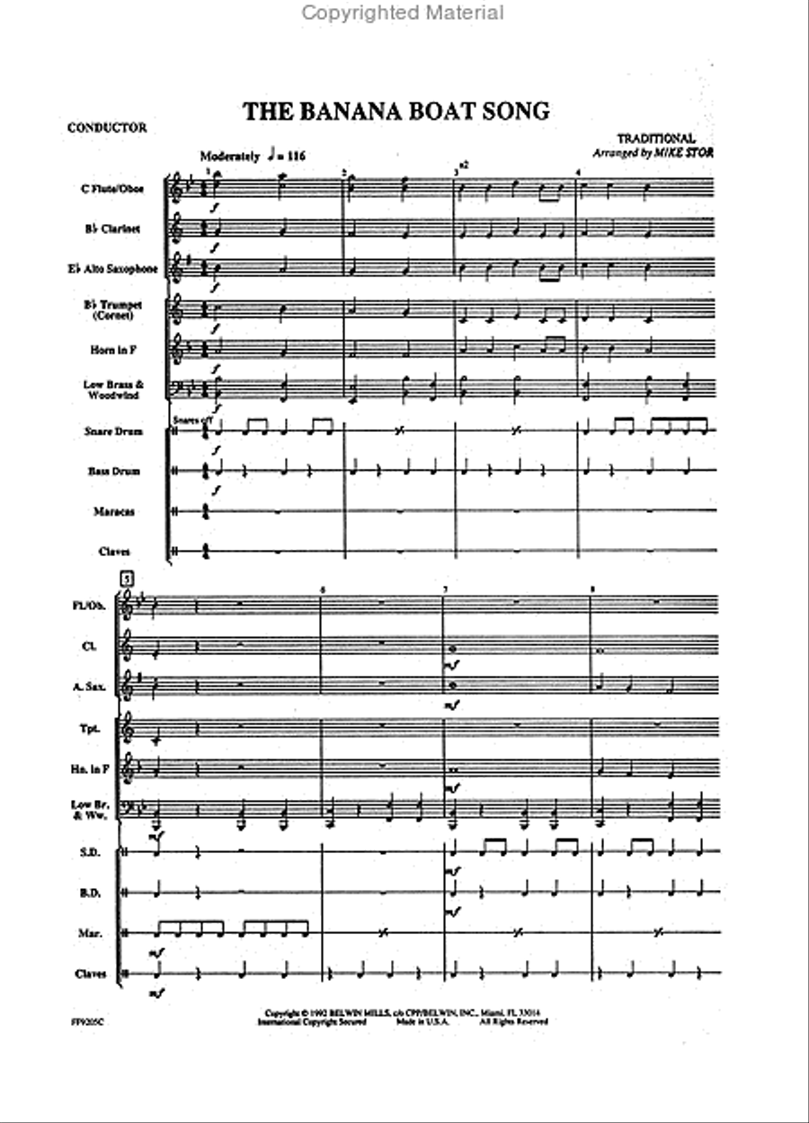 The Banana Boat Song Concert Band scores gallery preview page 2