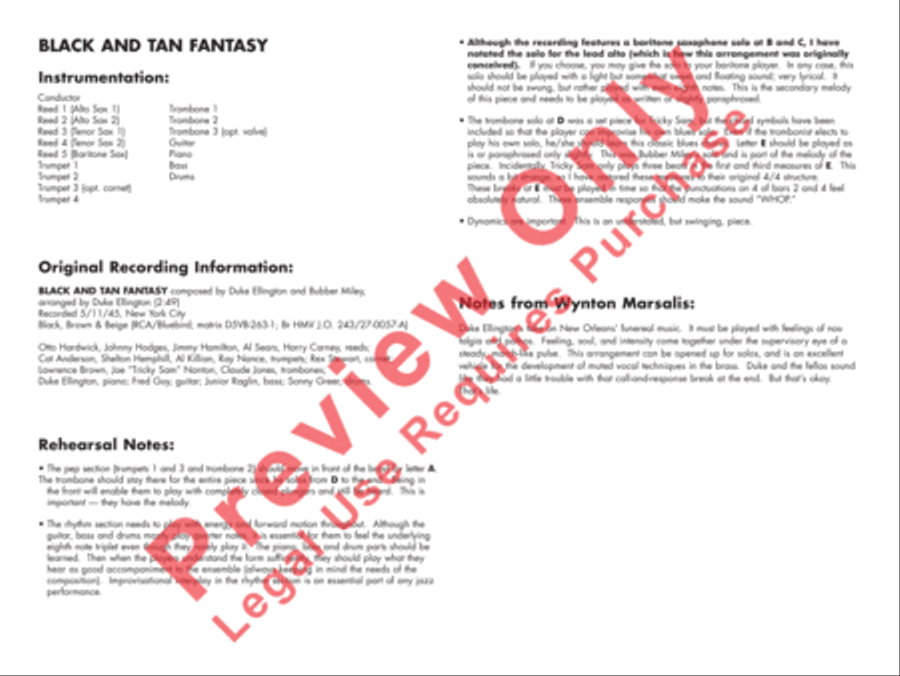 Black and Tan Fantasy Black and Tan Fantasy Jazz Ensemble scores gallery preview page 5