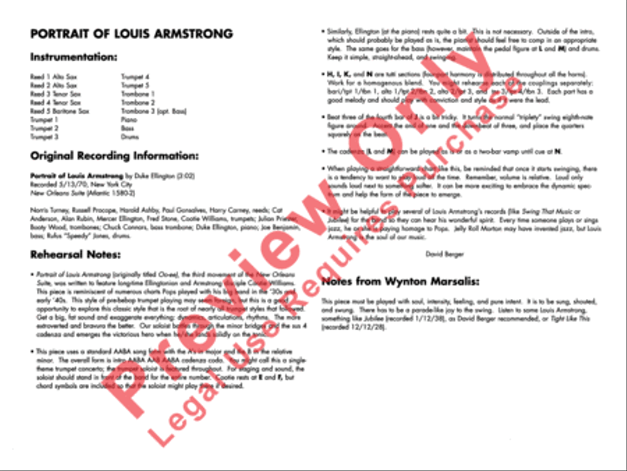 Portrait of Louis Armstrong Jazz Ensemble scores gallery preview page 5