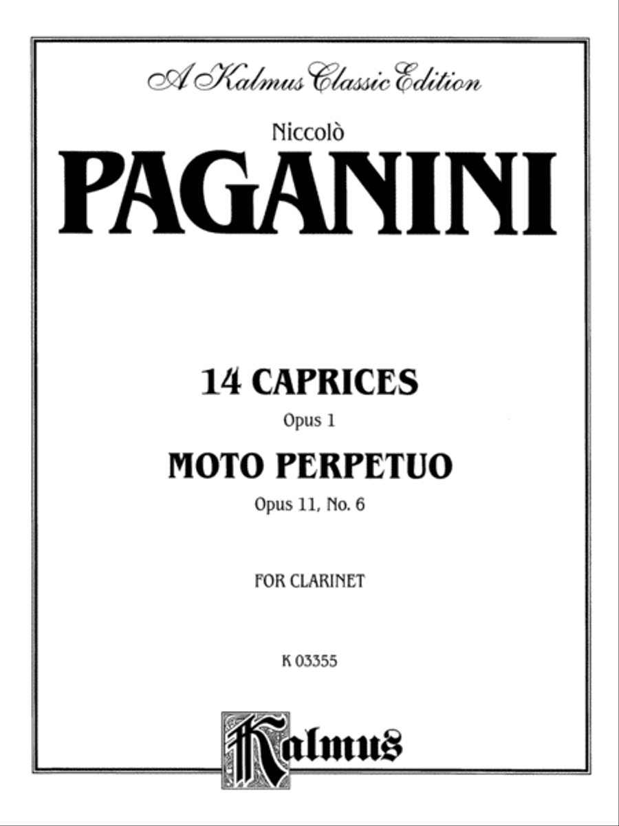 Fourteen Caprices, Op. 1 and Moto Perpetuo, Op. 11, No. 6 (unaccompanied) Clarinet scores gallery preview page 2