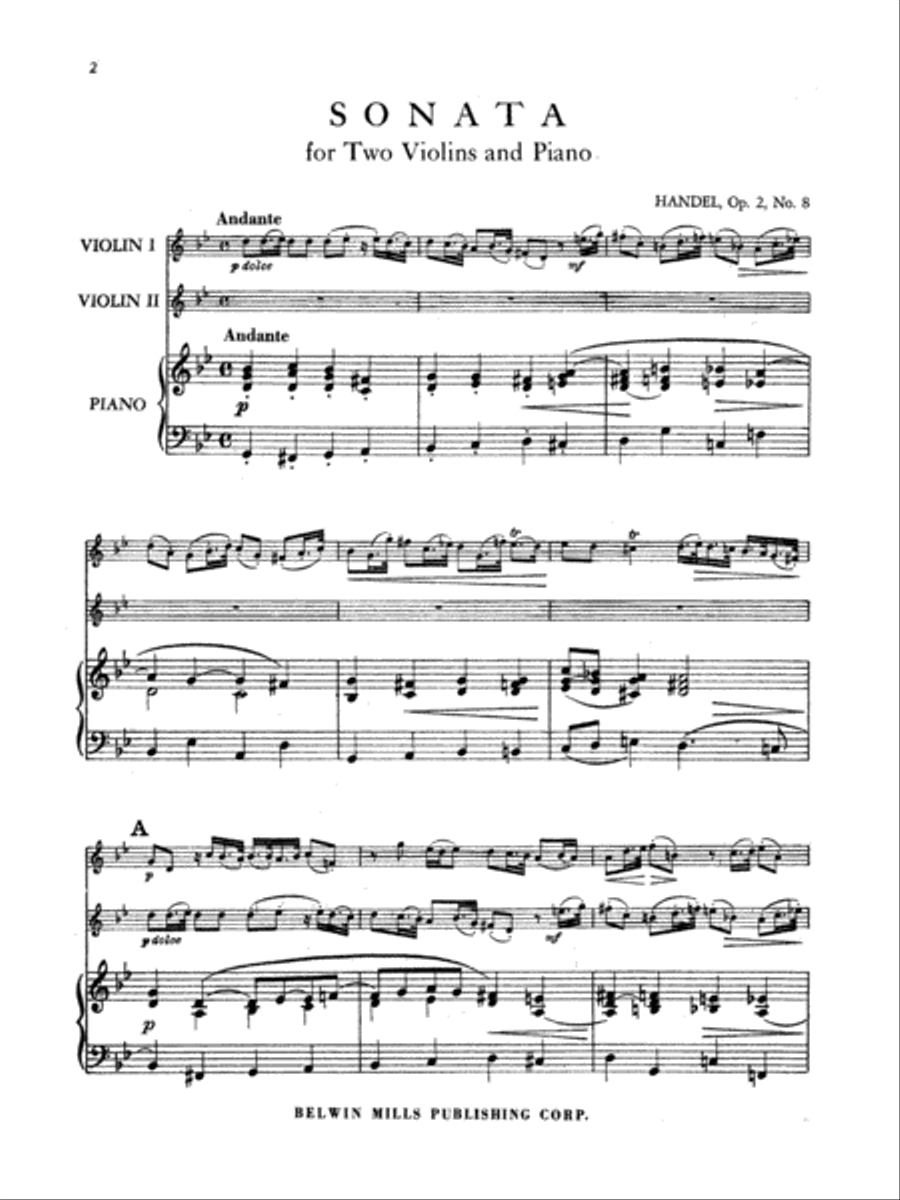 Sonata in G Minor, Op. 2, No. 8 String Duet scores gallery preview page 3