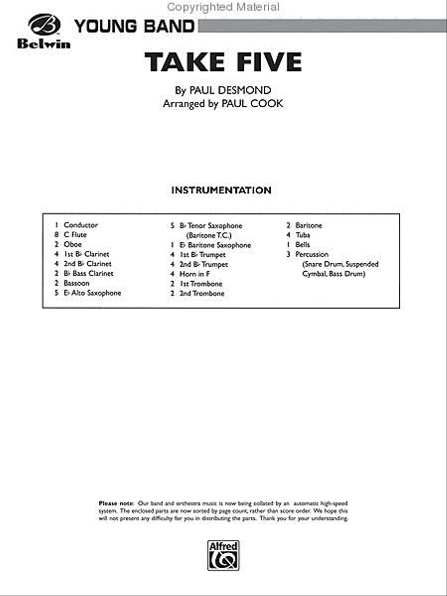 Take Five Take Five Concert Band scores gallery preview page 16