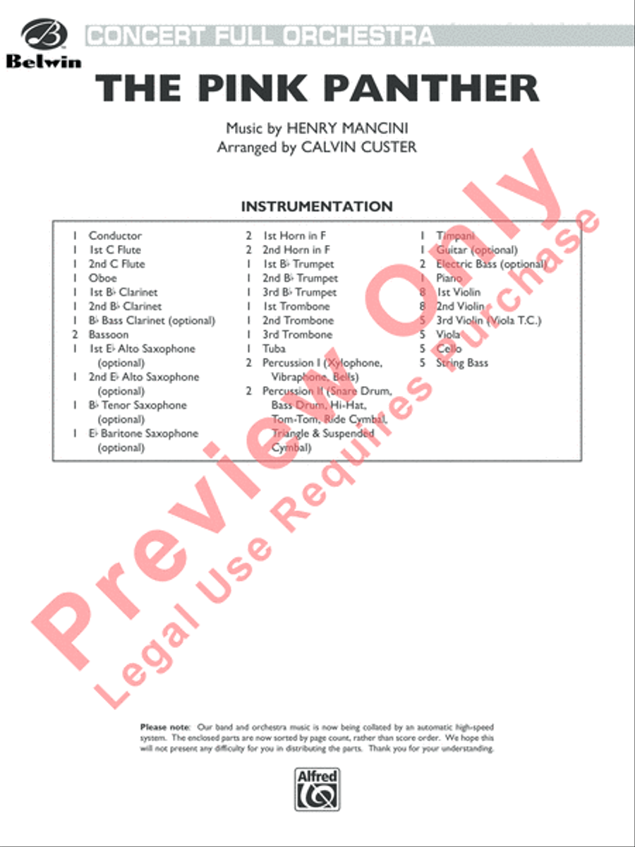 The Pink Panther The Pink Panther Full Orchestra scores gallery preview page 2