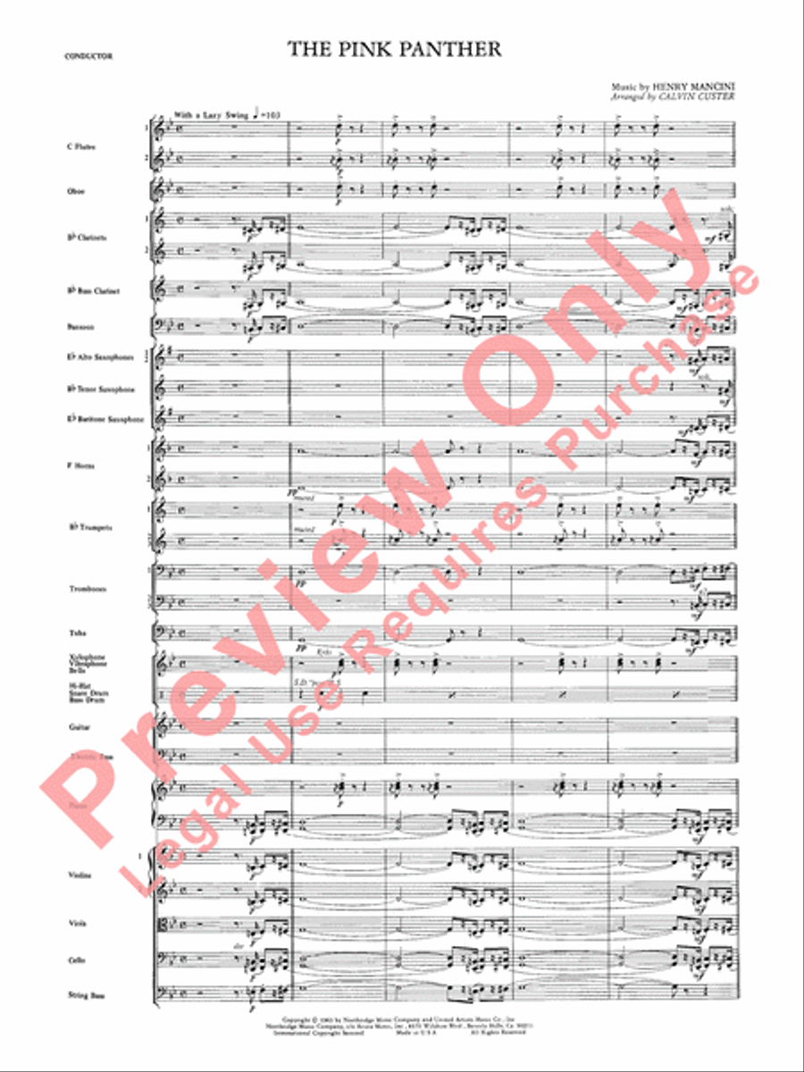The Pink Panther The Pink Panther Full Orchestra scores gallery preview page 3