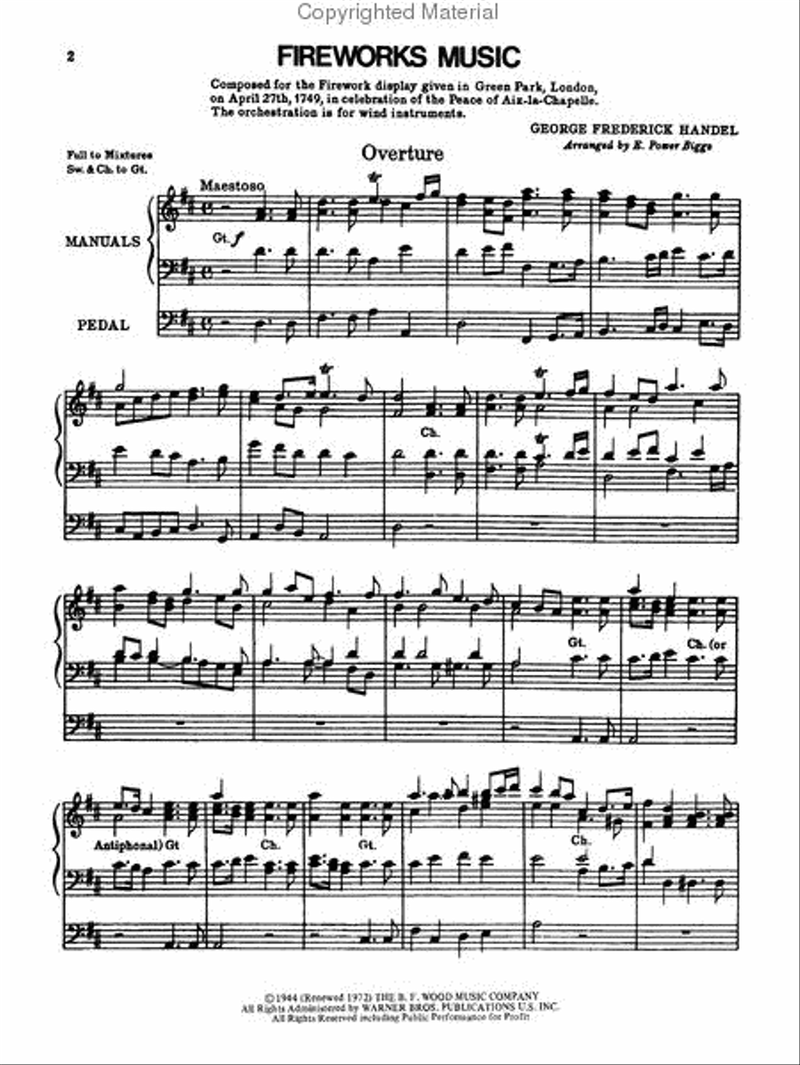Fireworks Music (Suite from the Music for the Royal Fireworks) Organ scores gallery preview page 2