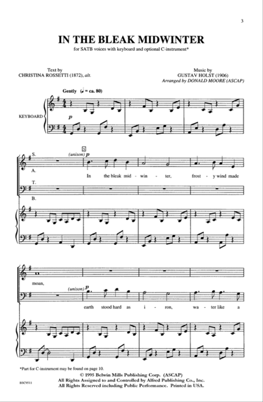 In the Bleak Midwinter In the Bleak Midwinter 4-Part scores gallery preview page 2