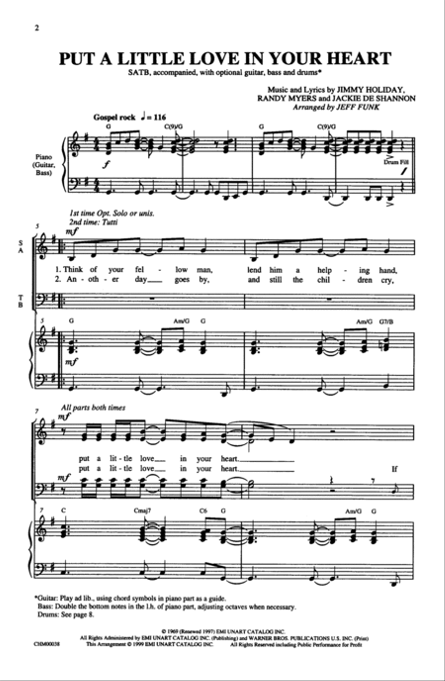 Put a Little Love in Your Heart 4-Part scores gallery preview page 2