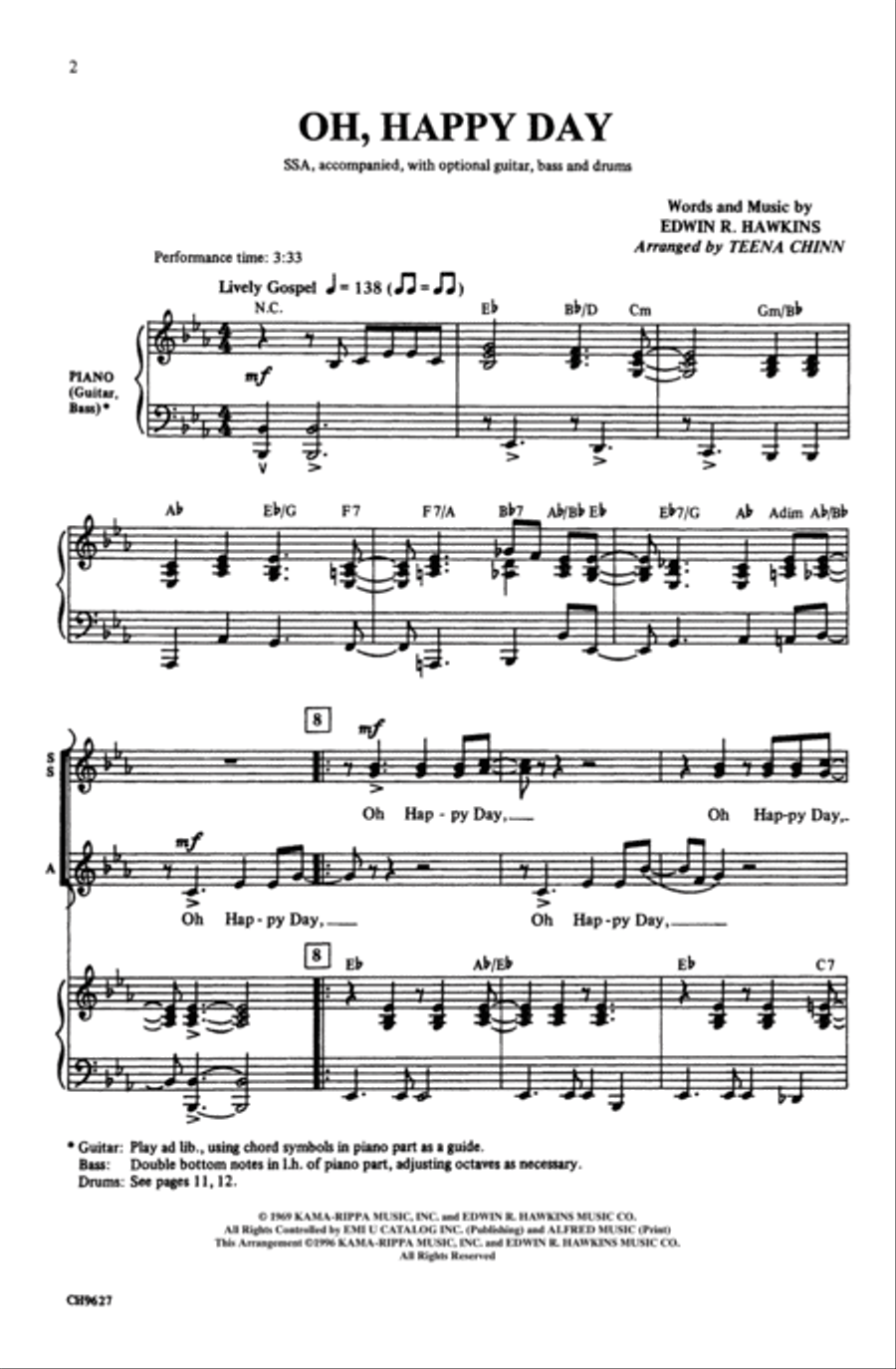 Oh, Happy Day Oh, Happy Day SSA scores gallery preview page 2
