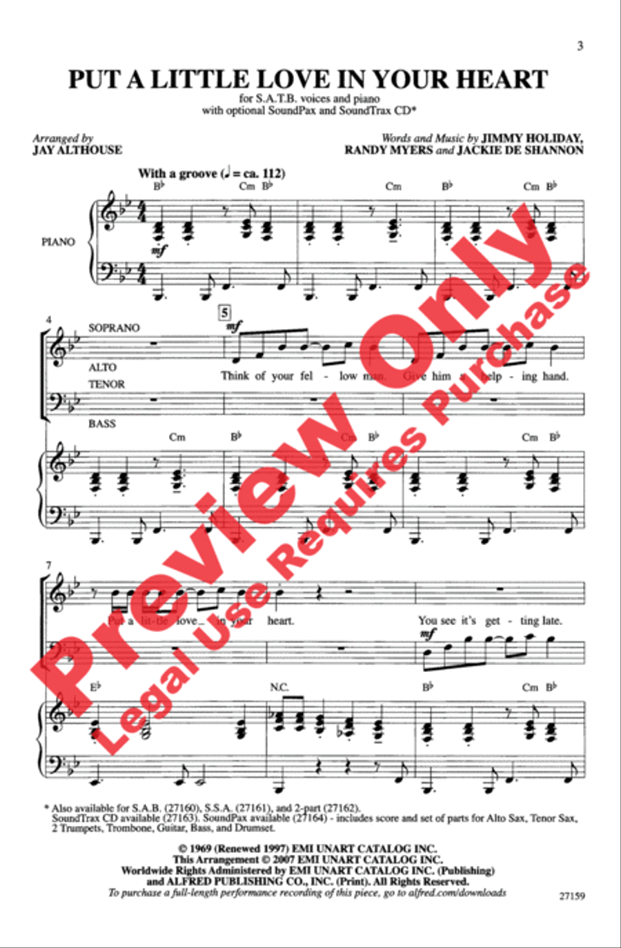 Put a Little Love in Your Heart 4-Part scores gallery preview page 2