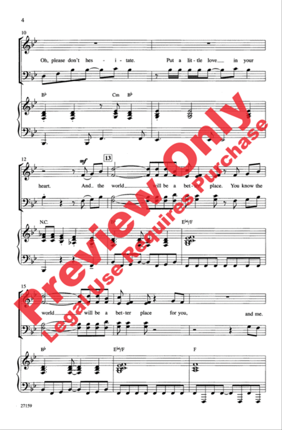 Put a Little Love in Your Heart 4-Part scores gallery preview page 3