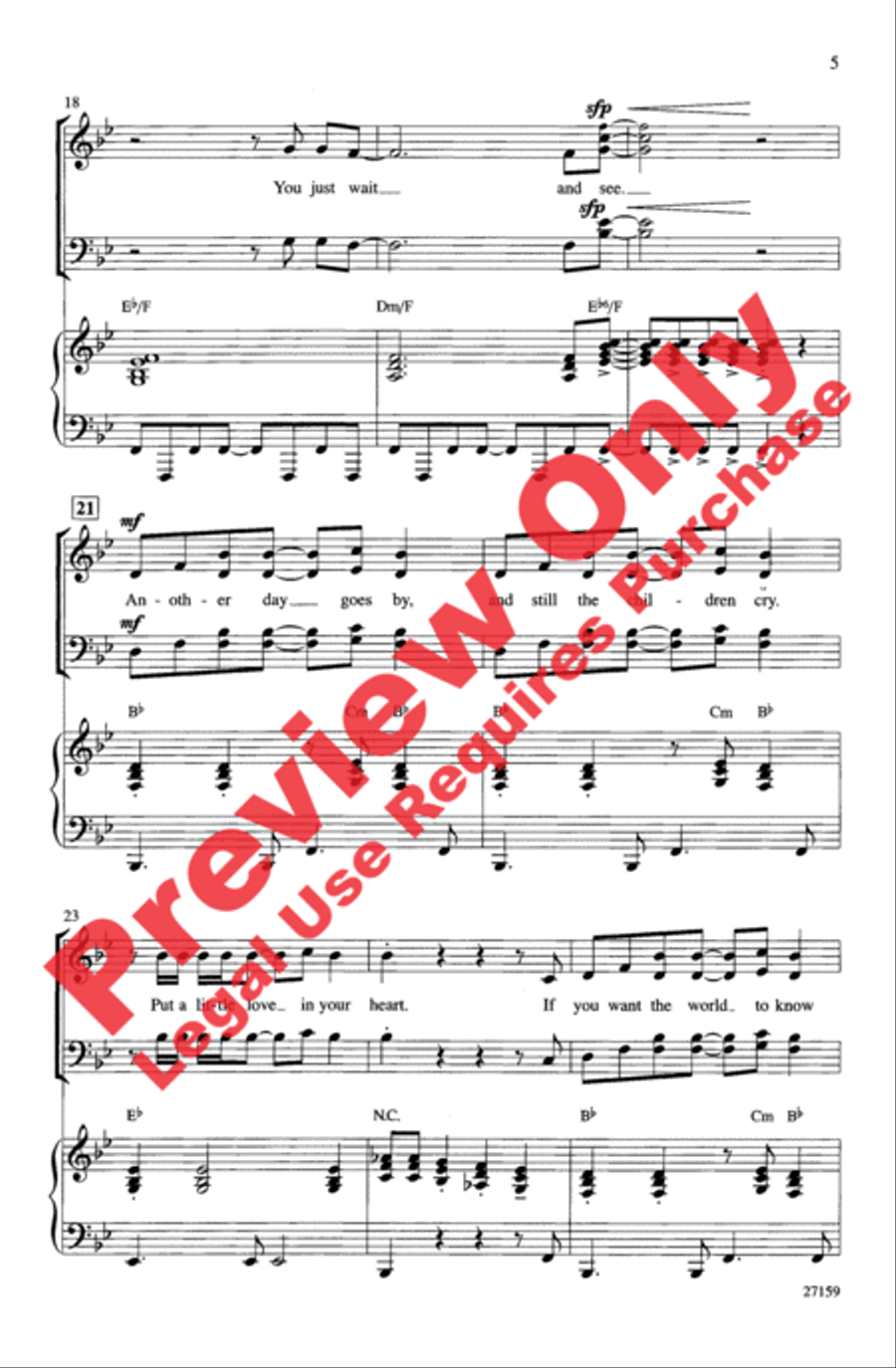 Put a Little Love in Your Heart 4-Part scores gallery preview page 4