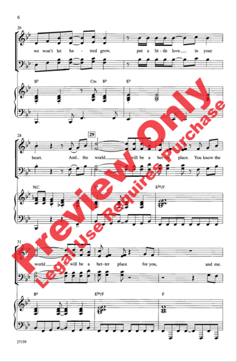 Put a Little Love in Your Heart 4-Part scores gallery preview page 5