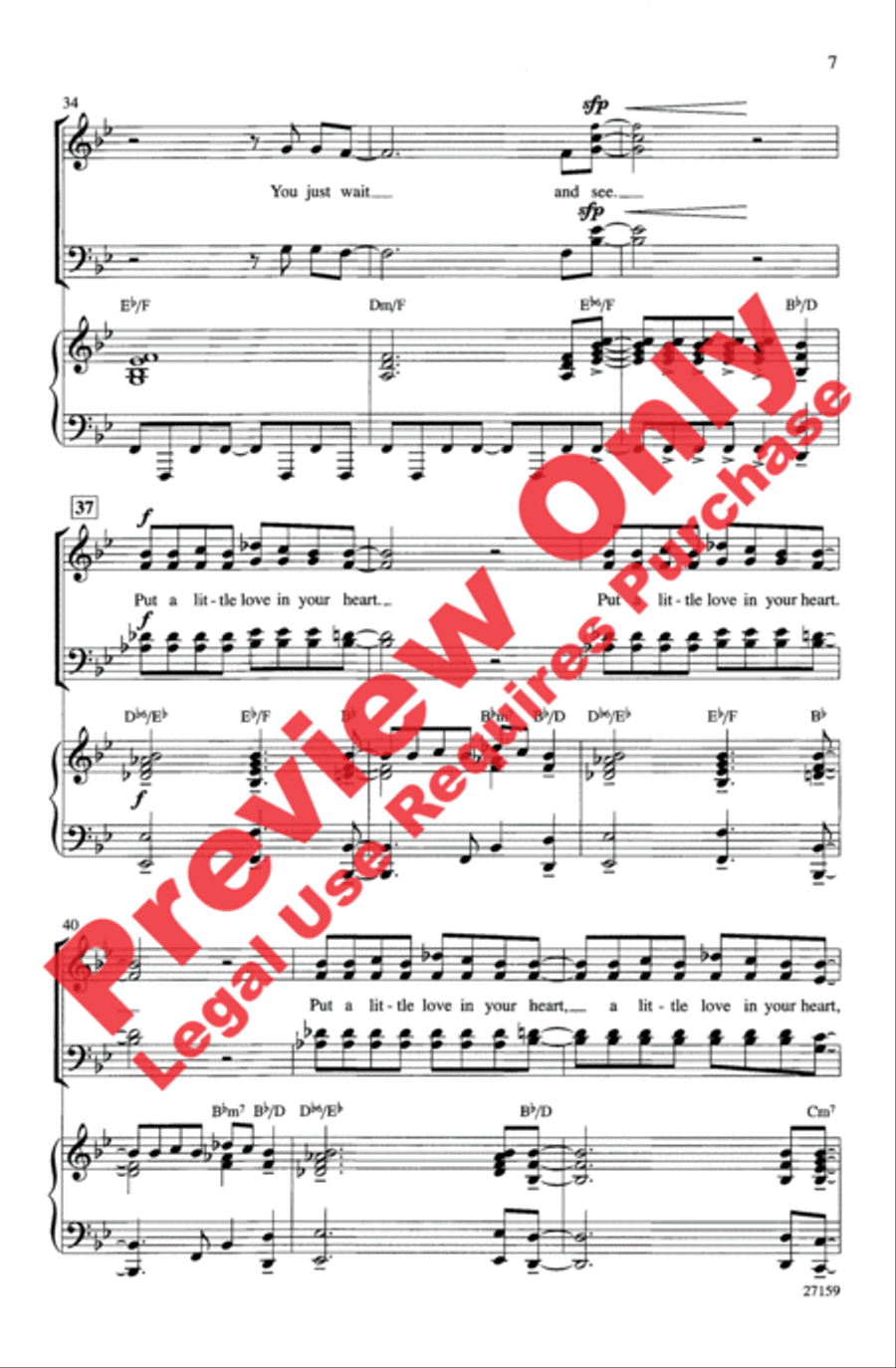 Put a Little Love in Your Heart 4-Part scores gallery preview page 6