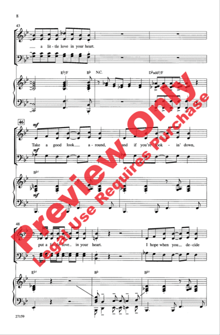 Put a Little Love in Your Heart 4-Part scores gallery preview page 7