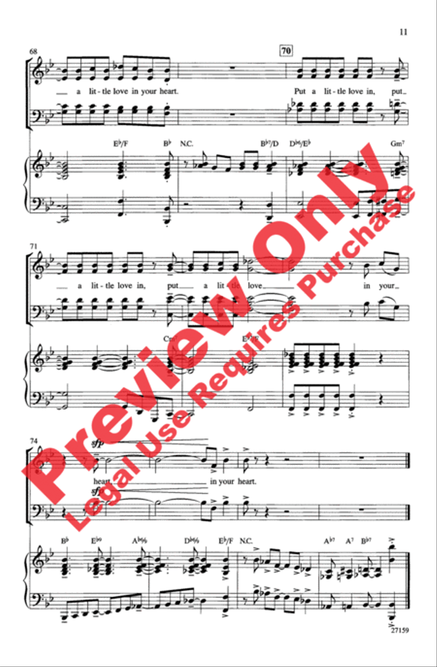Put a Little Love in Your Heart 4-Part scores gallery preview page 10