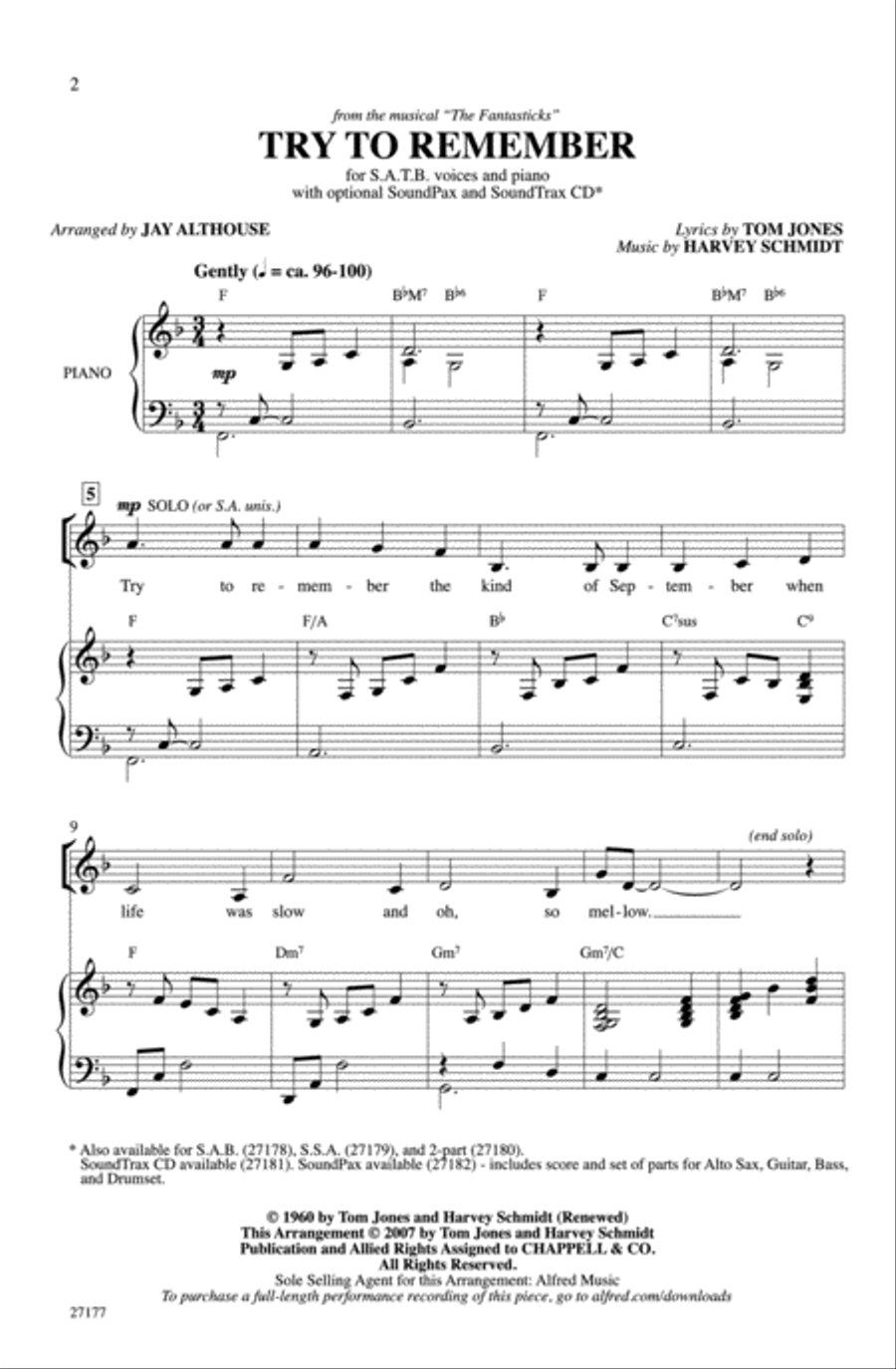 Try to Remember Try to Remember 4-Part scores gallery preview page 2