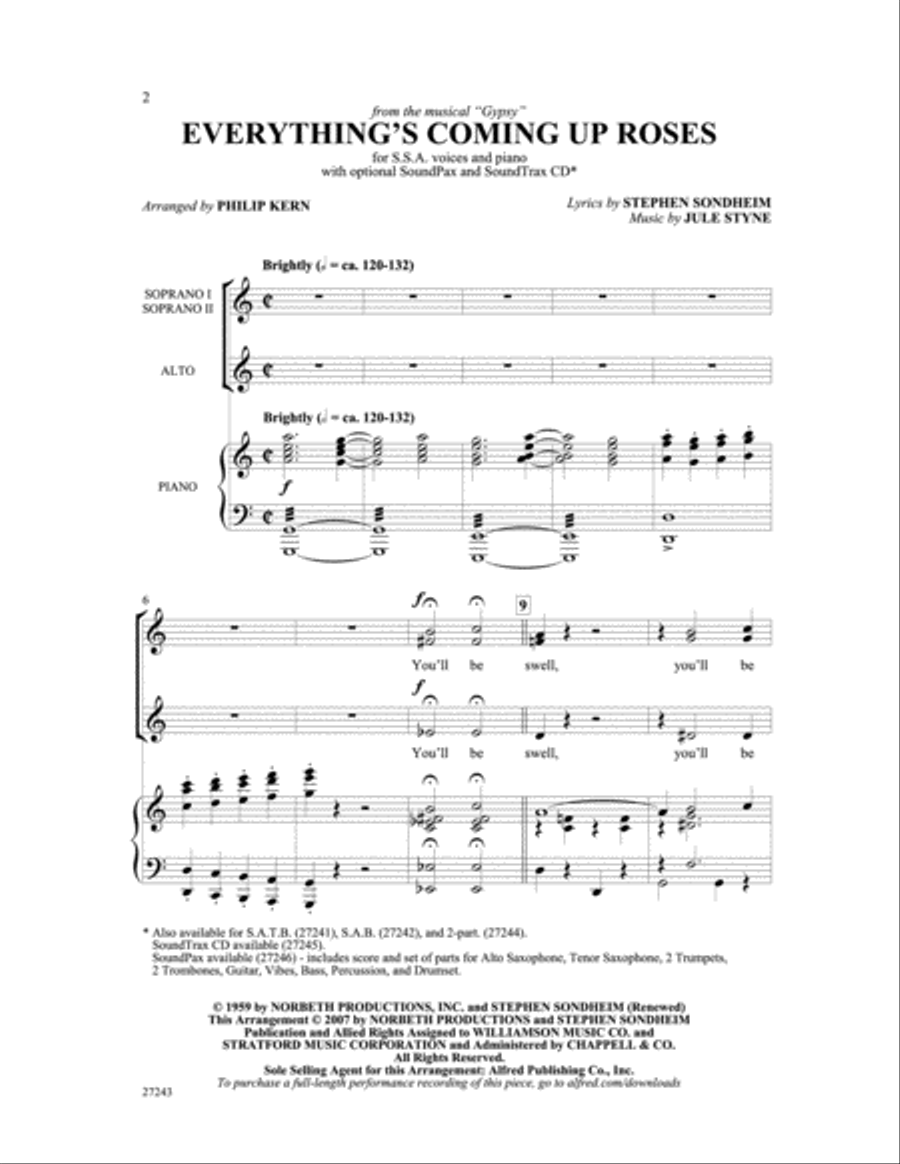 Everything's Coming Up Roses Women's Choir scores gallery preview page 2