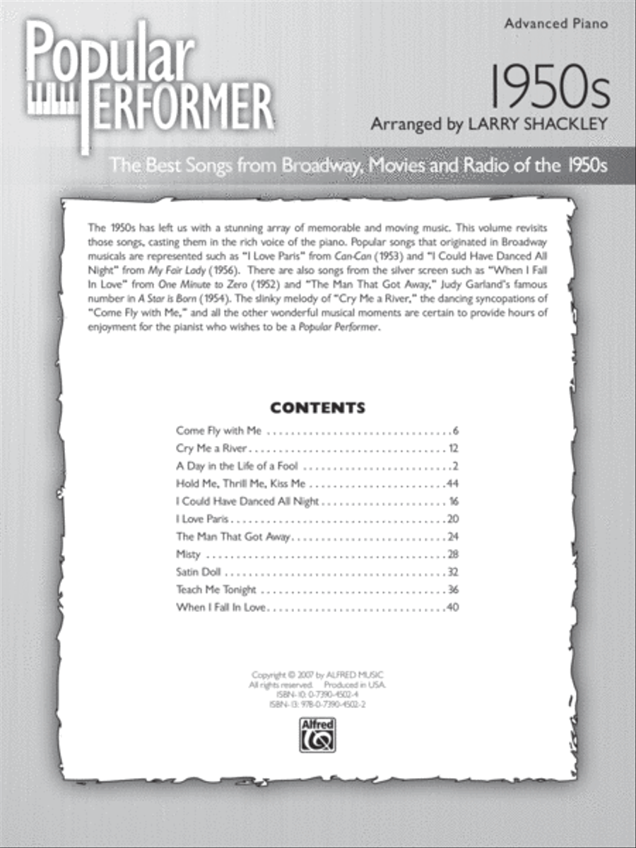 Popular Performer 1950s Popular Performer 1950s Piano Solo scores gallery preview page 2