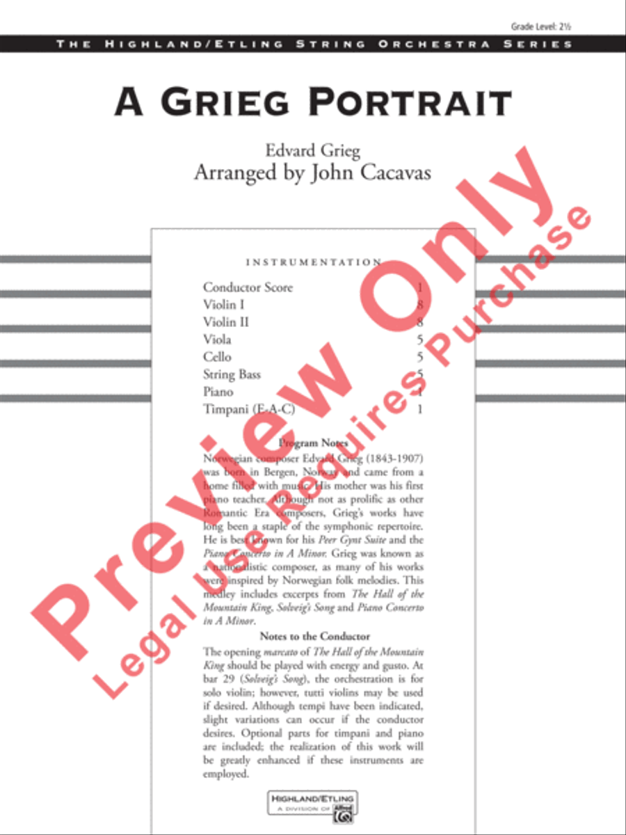 A Grieg Portrait A Grieg Portrait String Orchestra scores gallery preview page 2