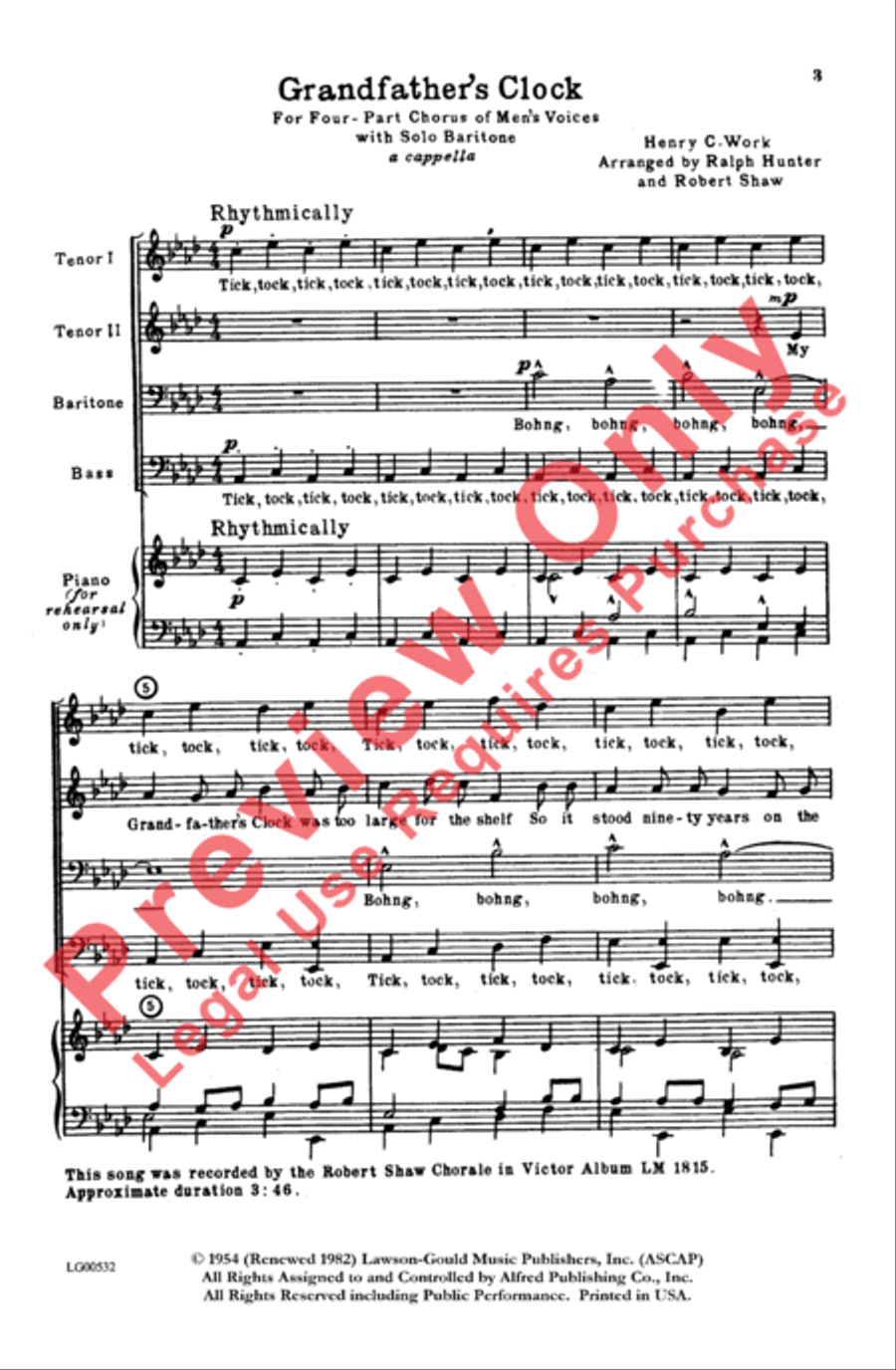 Grandfather's Clock Grandfather's Clock Men's Choir scores gallery preview page 2